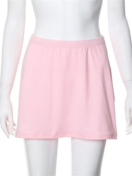 Liber Women's Summer Y2K Solid Color Regular Fit Skirt