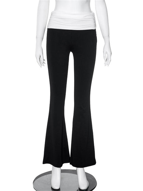 Liber Women's Summer Y2K Solid Color High Waist Slim Fit Trousers