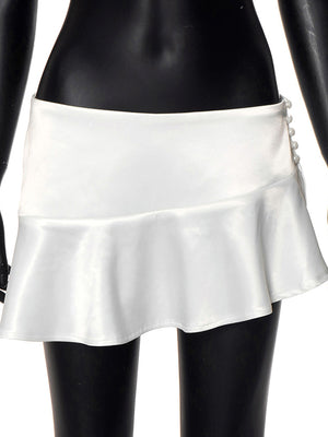 Liber Women's Summer Y2K Solid Color Low Waist Slim Skirt