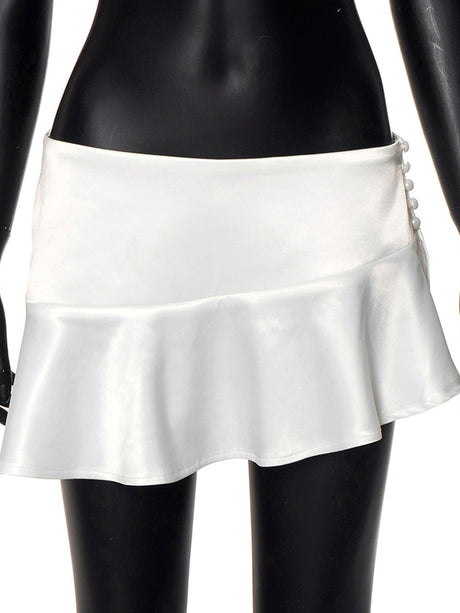 Liber Women's Summer Y2K Solid Color Low Waist Slim Skirt