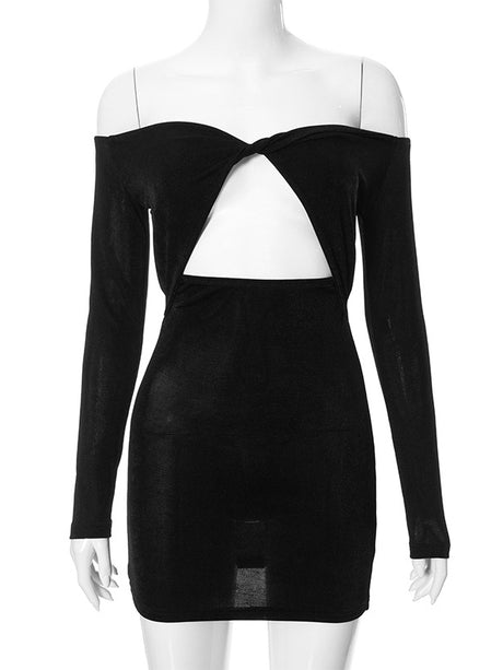 Liber Women's Summer Y2K Solid Off Shoulder Mini Dresses