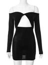 Liber Women's Summer Y2K Solid Off Shoulder Mini Dresses