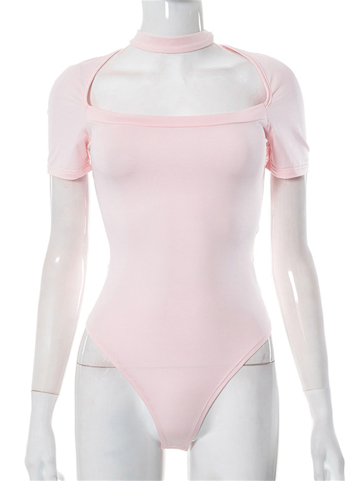 Liber Women's Summer Solid Square Collar Bodysuit