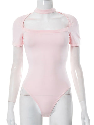 Liber Women's Summer Solid Square Collar Bodysuit