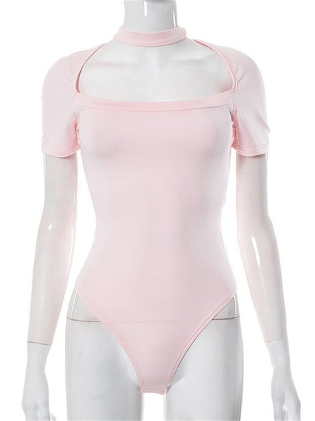 Liber Women's Summer Solid Square Collar Bodysuit