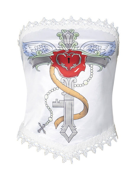 Liber Women's Summer Y2K Print Sleeveless Slim Fit Camisole