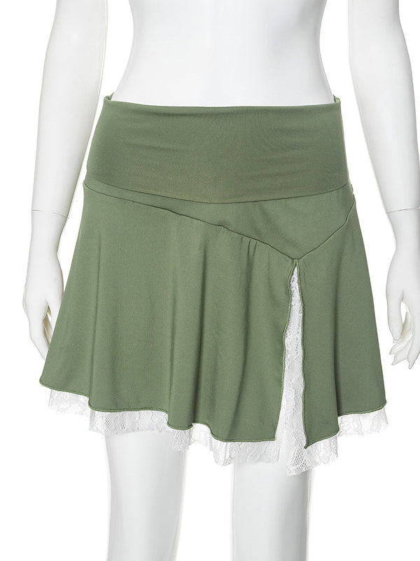 Liber Women's Summer Y2K Lace Regular Fit Skirt