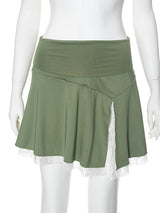 Liber Women's Summer Y2K Lace Regular Fit Skirt