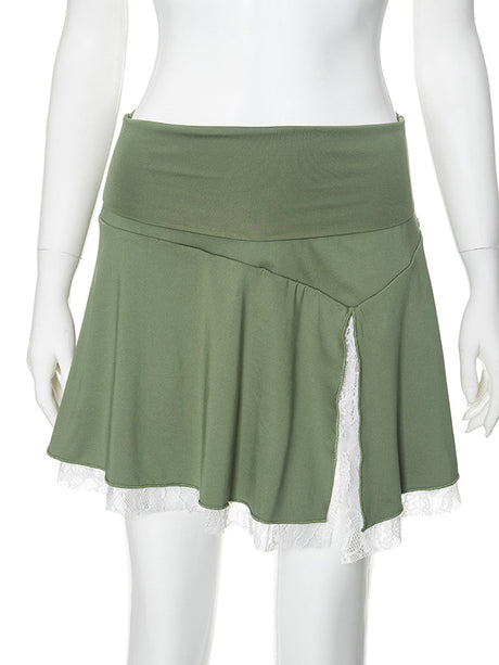 Liber Women's Summer Y2K Lace Regular Fit Skirt