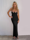 Liber SS Women's Urban Outdoor Stitching Square Neck Suspender Maxi Dress