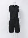 Liber Summer Women's Daily Casual Solid Color V-Neck Sleeveless 2-piece Sets