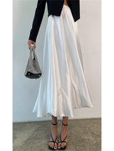 Liber Summer Women's Daily Casual Solid Color A-Line Skirt