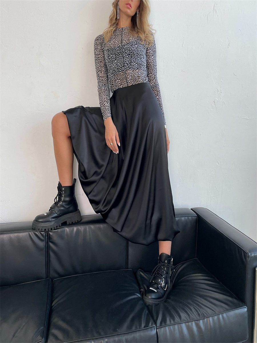 Liber Summer Women's Daily Casual Solid Color A-Line Skirt
