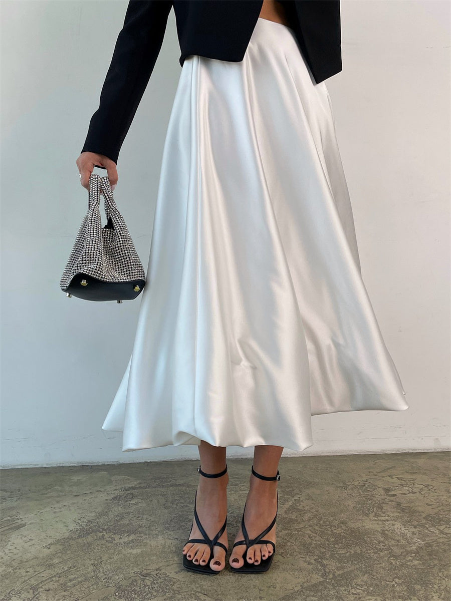 Liber Summer Women's Daily Casual Solid Color A-Line Skirt