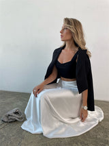 Liber Summer Women's Daily Casual Solid Color A-Line Skirt
