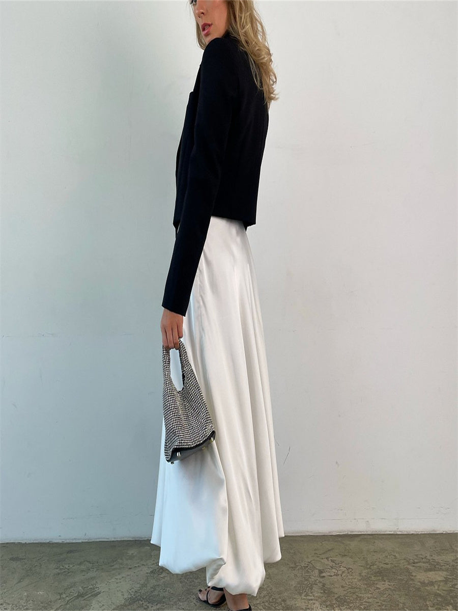 Liber Summer Women's Daily Casual Solid Color A-Line Skirt