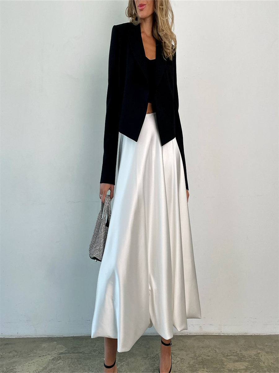Liber Summer Women's Daily Casual Solid Color A-Line Skirt