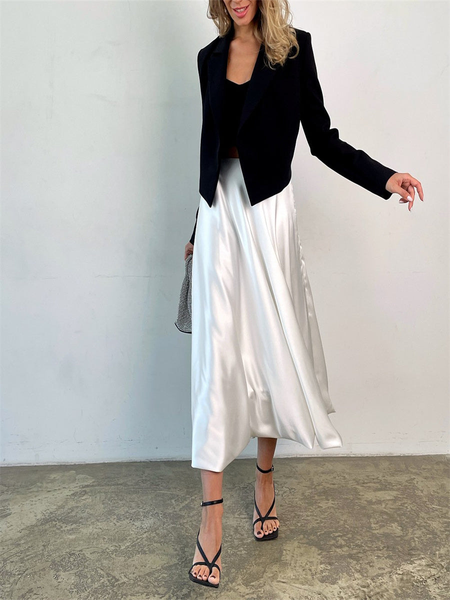 Liber Summer Women's Daily Casual Solid Color A-Line Skirt