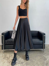 Liber Summer Women's Daily Casual Solid Color A-Line Skirt