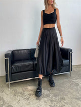 Liber Summer Women's Daily Casual Solid Color A-Line Skirt