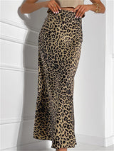 Liber Summer Women's Daily Casual Leopard Print Slim Skirt