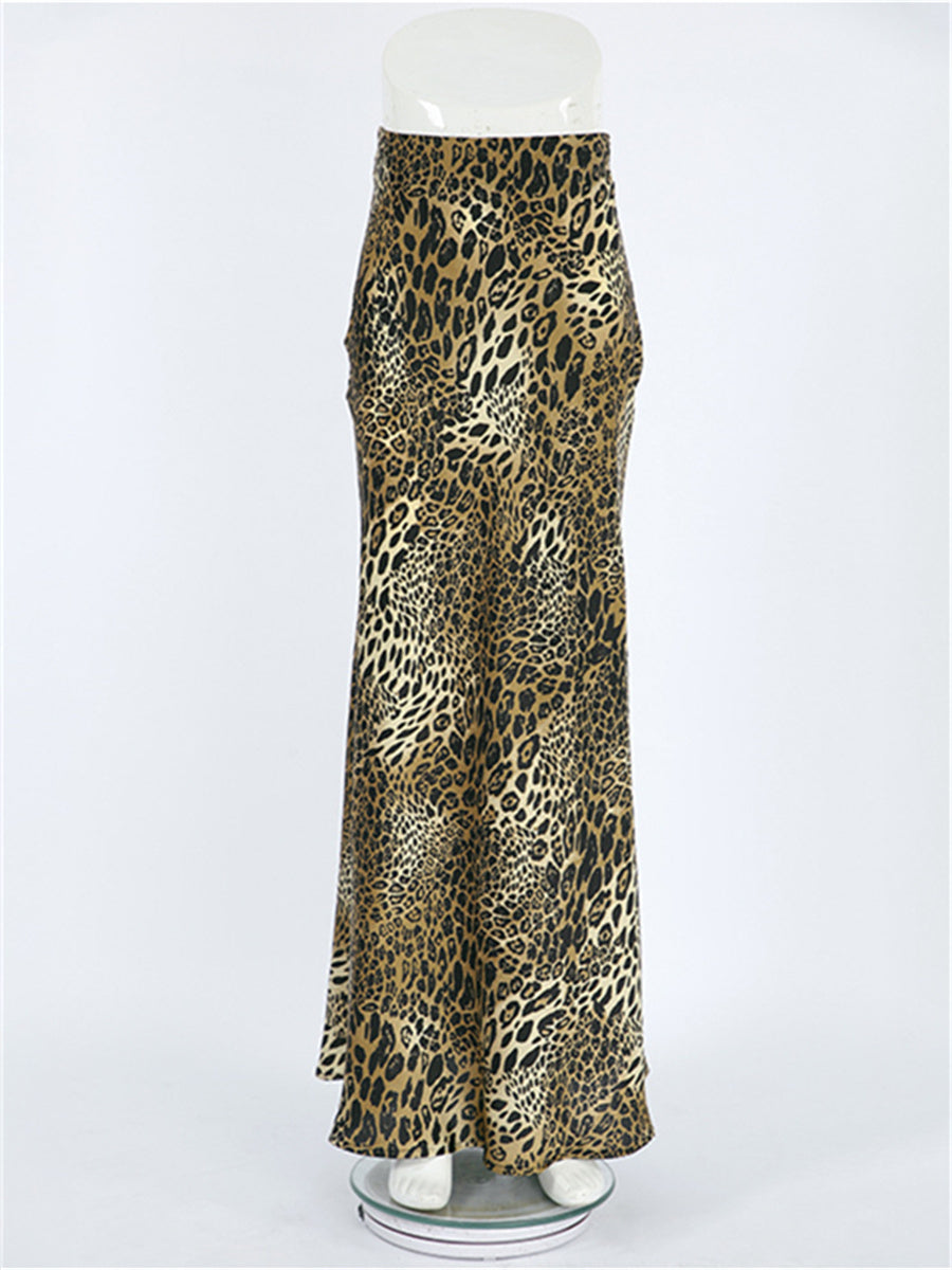 Liber Summer Women's Daily Casual Leopard Print Slim Skirt