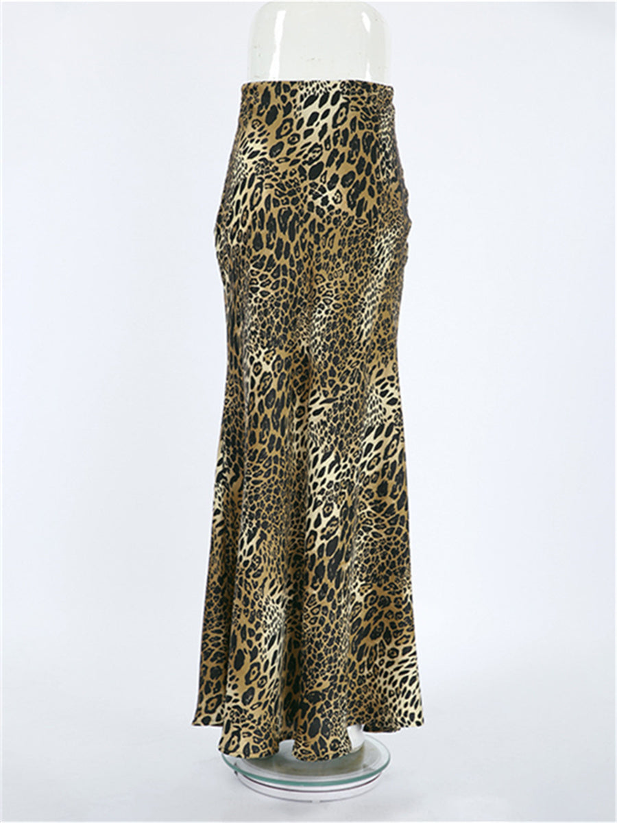 Liber Summer Women's Daily Casual Leopard Print Slim Skirt