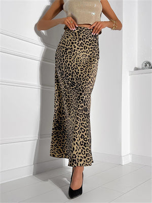 Liber Summer Women's Daily Casual Leopard Print Slim Skirt