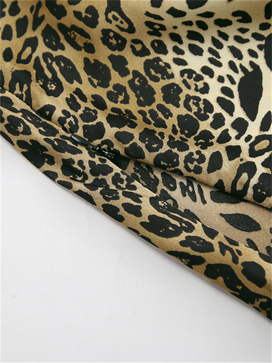 Liber Summer Women's Daily Casual Leopard Print Slim Skirt