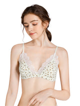 Liber Women's Floral Lace 1/2 Cup Wire-Free Push-Up Bra