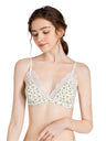 Liber Women's Floral Lace 1/2 Cup Wire-Free Push-Up Bra