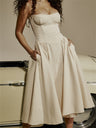 Liber Summer Women's Pastoral 5 Solid Color Strap Maxi Dresses