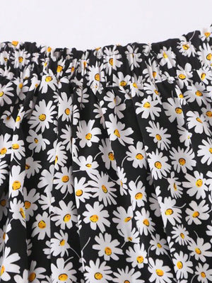 Liber Summer Women's Pastoral Print Round Neck Skirt