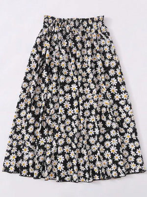 Liber Summer Women's Pastoral Print Round Neck Skirt