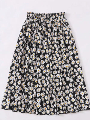 Liber Summer Women's Pastoral Print Round Neck Skirt