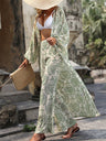 Liber Summer Women's Bohemian Print Long Sleeve Two-piece Suit