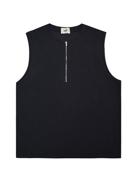 Liber Men's SS 3 Colors Solid Zipper Design Tank Top