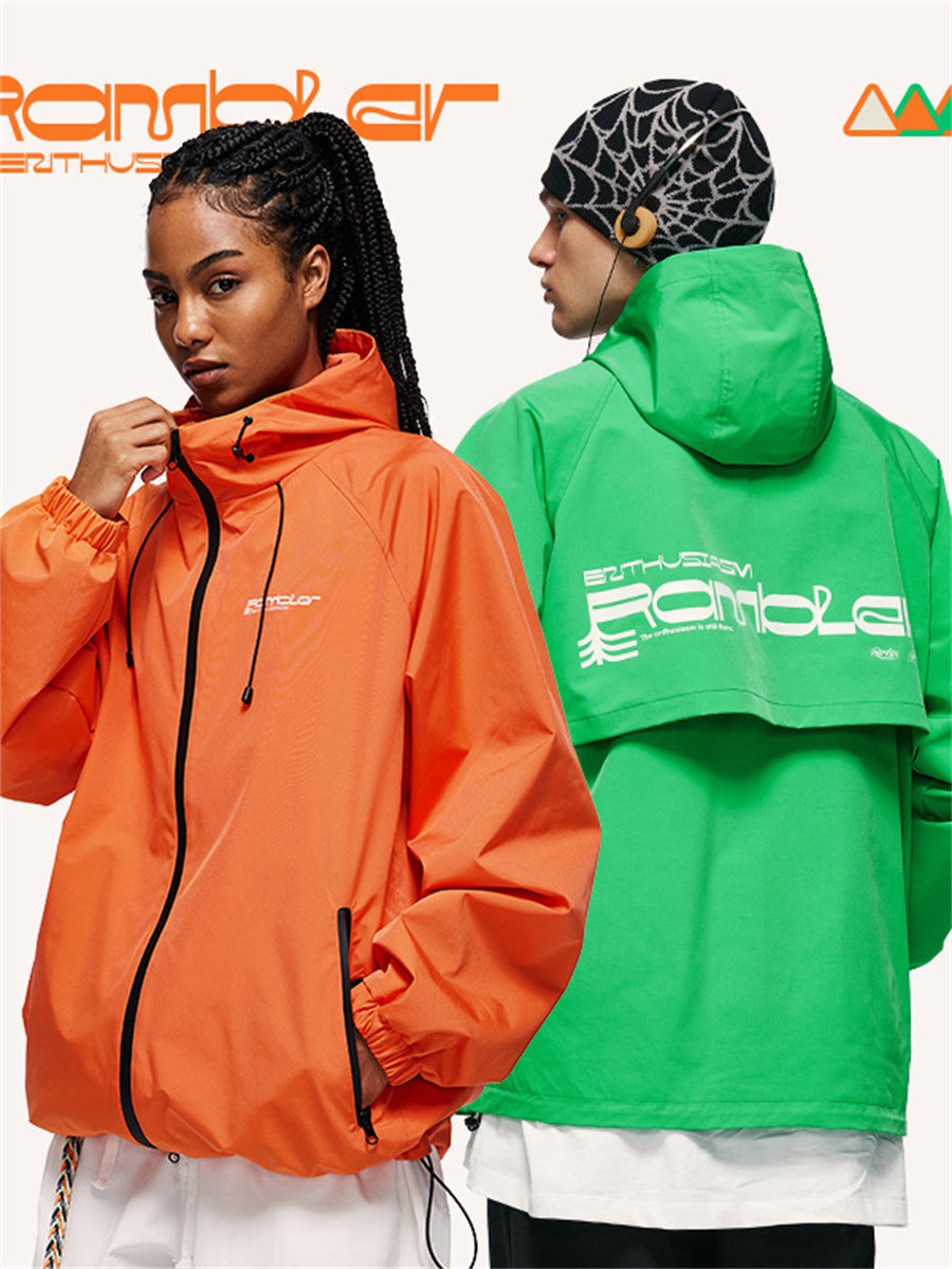 Liber Men's Fall Hip Hop Print Hooded Long Sleeve Loose Jacket