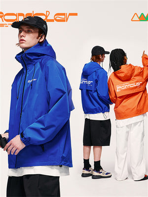 Liber Men's Fall Hip Hop Print Hooded Long Sleeve Loose Jacket