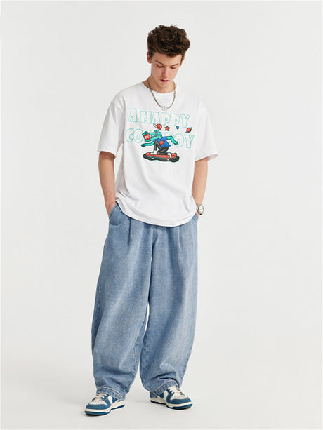 Liber Men's Fall Hip Hop Denim Loose Jeans