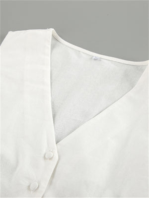 Liber Summer Women's Daily Casual Solid Color V-Neck Sleeveless Slim Suit