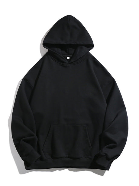 Liber Men's Autumn Hip-Hop Solid Color Hooded Long-Sleeved Loose Sweatshirt