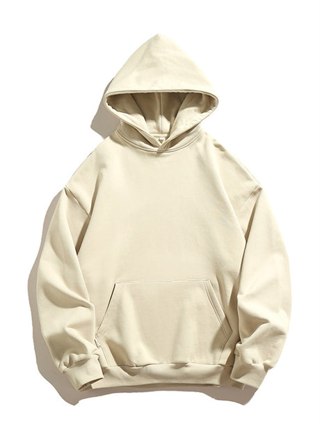 Liber Men's Autumn Hip-Hop Solid Color Hooded Long-Sleeved Loose Sweatshirt