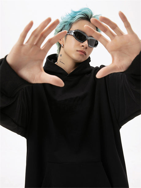 Liber Men's Autumn Hip-Hop Solid Color Hooded Long-Sleeved Loose Sweatshirt