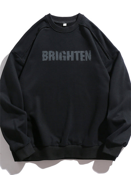 Liber Men's Autumn Hip-Hop Printed Collarless Long-Sleeved Loose Fit Sweatshirt