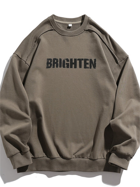 Liber Men's Autumn Hip-Hop Printed Collarless Long-Sleeved Loose Fit Sweatshirt