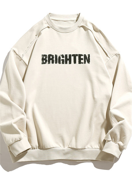 Liber Men's Autumn Hip-Hop Printed Collarless Long-Sleeved Loose Fit Sweatshirt