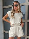 Liber summer women's daily casual solid color round neck sleeveless loose suit