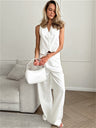 Liber Summer Women's Daily Casual Solid Color V-Neck Sleeveless Slim Suit