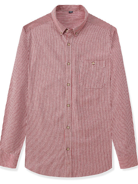 Liber summer men's daily casual striped cuff collar long sleeve loose shirt
